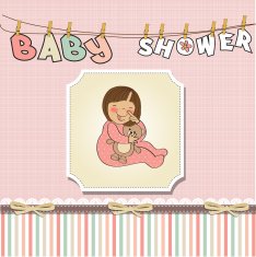 little baby girl play with her teddy bear toy N19