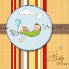 little boy sleeping in a pea been baby announcement card N24