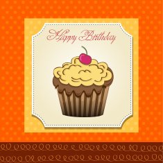 cute happy birthday card with cupcake N10