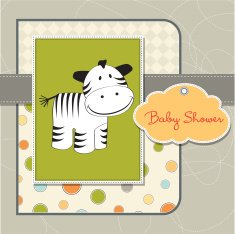 cute baby shower card with zebra N4