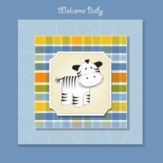 cute baby shower card with zebra N5