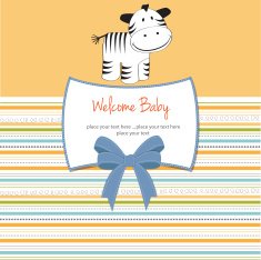 cute baby shower card with zebra N8