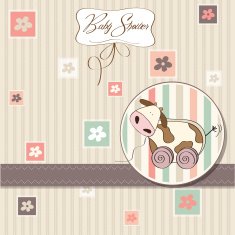 Baby shower card with cute cow toy