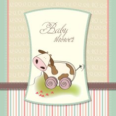Baby shower card with cute cow toy N12