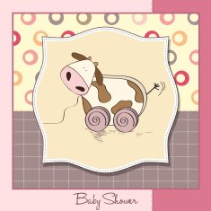 Baby shower card with cute cow toy N13