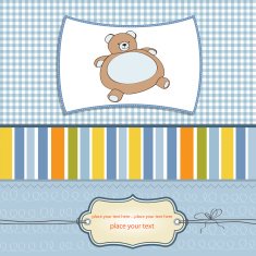 baby shower card with teddy bear toy N7