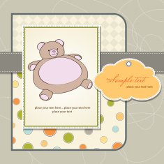 baby shower card with teddy bear toy N15