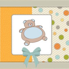 baby shower card with teddy bear toy N16