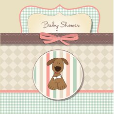 romantic baby shower card with dog N2
