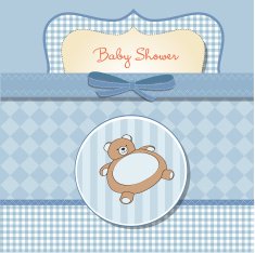 baby shower card with teddy bear toy N22