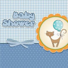 new baby shower card with cat N3