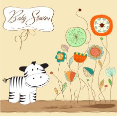 cute baby shower card with zebra N22