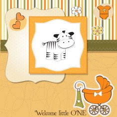 cute baby shower card with zebra N23