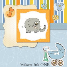 romantic baby announcement card N10