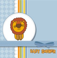 childish baby shower card with cartoon lion N13