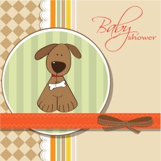romantic baby shower card with dog N3
