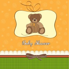 baby shower card with teddy bear toy N30