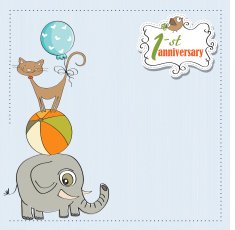 first anniversary card with pyramid of animals N7