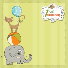 first anniversary card with pyramid of animals N8