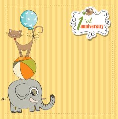 first anniversary card with pyramid of animals N9
