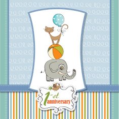first anniversary card with pyramid of animals N12