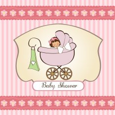 Baby girl announcement card N13