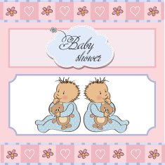 Baby twins shower card N12