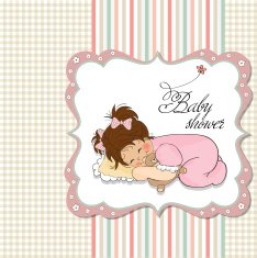 baby shower card with little girl N13