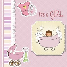romantic baby girl shower card N3