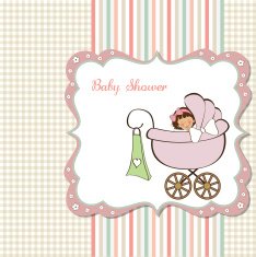 Baby girl announcement card N18