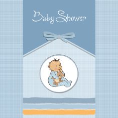 baby announcement card with little boy N9