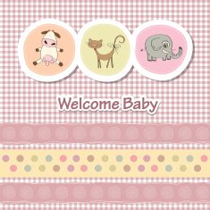 baby shower card with funny animals N12