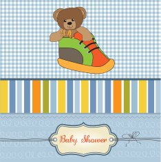 baby shower card with teddy bear hidden in a shoe N4