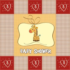 new baby announcement card with giraffe N21