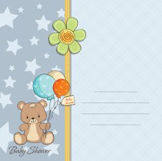 baby boy shower card with cute teddy bear