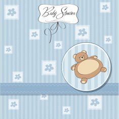 baby shower card with teddy bear toy N37