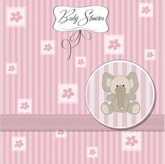 romantic baby girl announcement card N10