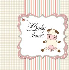 new baby girl announcement card with cow N16