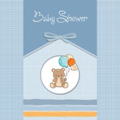 baby shower card with cute teddy bear N41