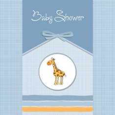 new baby announcement card with giraffe N25