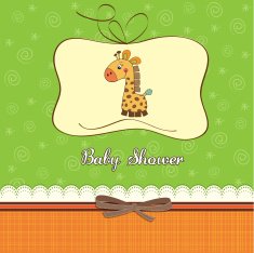 new baby announcement card with giraffe N26