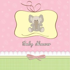 romantic baby girl announcement card N13