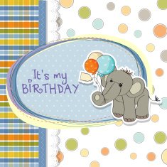 baby boy birthday card with elephant N15