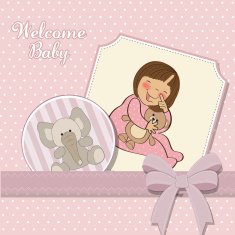 little baby girl with her teddy bear toy N5