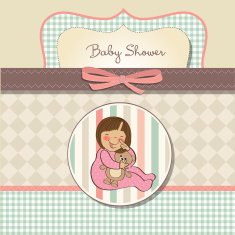 little baby girl with her teddy bear toy N7