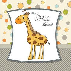 new baby announcement card with giraffe N29