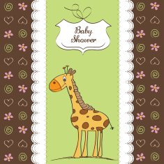 new baby announcement card with giraffe N30