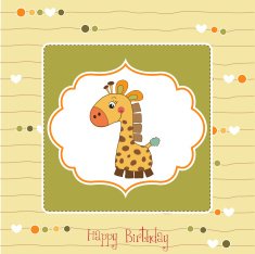 birthday card with giraffe toy N3