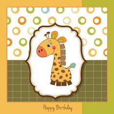 birthday card with giraffe toy N4