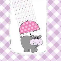 new baby invitation with hippopotamus N4